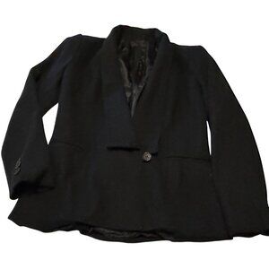 VINTAGE Women's Raspini Brand Black Blazer Jacket 100% Pure Wool Size XS/S